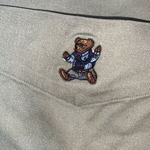 Ralph Lauren size large khaki chest pocket long sleeve cotton button down bear
